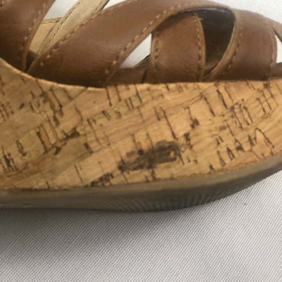 BROWN WEDGE OPEN TOE HEELS / SIZE 7.5 - Picture 6 of 7